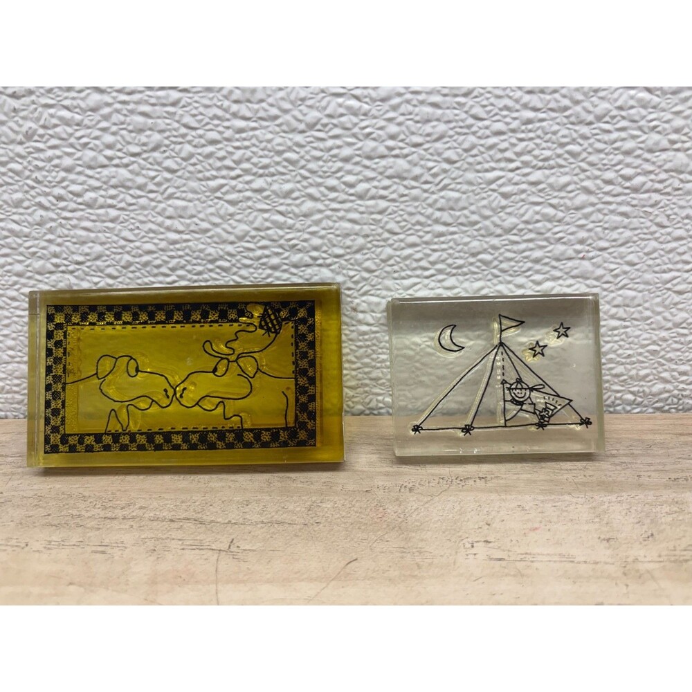 Set Of 2 Acrylic Rubber Mounted Stamp